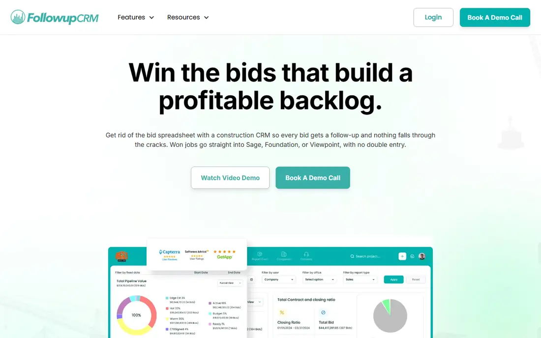 Followup CRM homepage