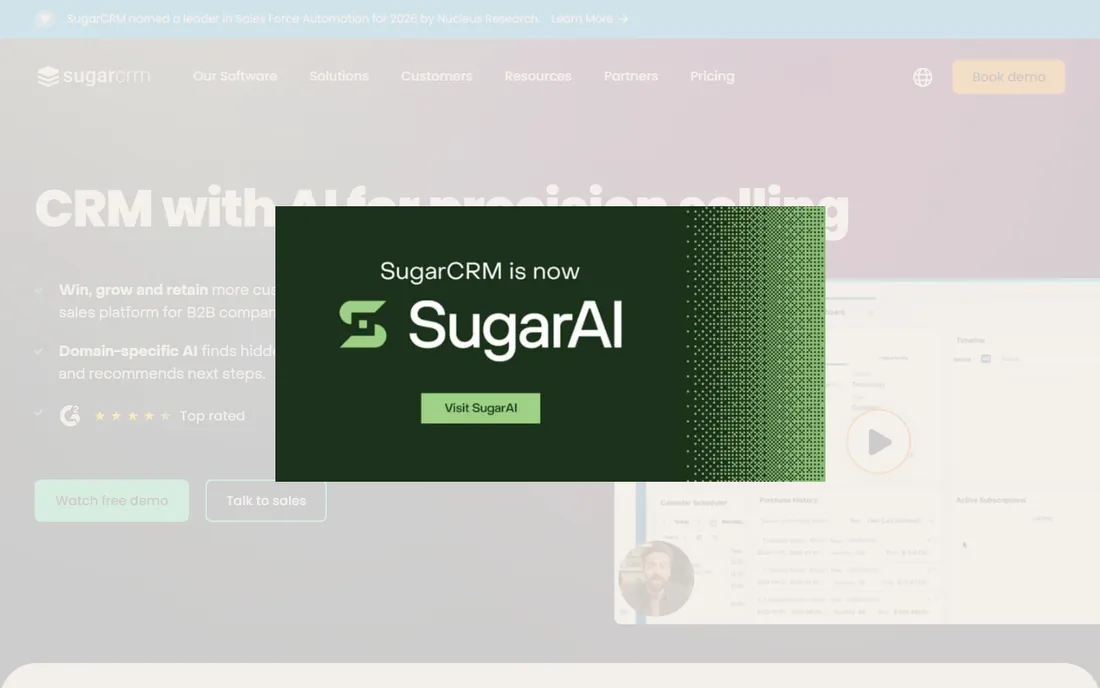 SugarCRM homepage