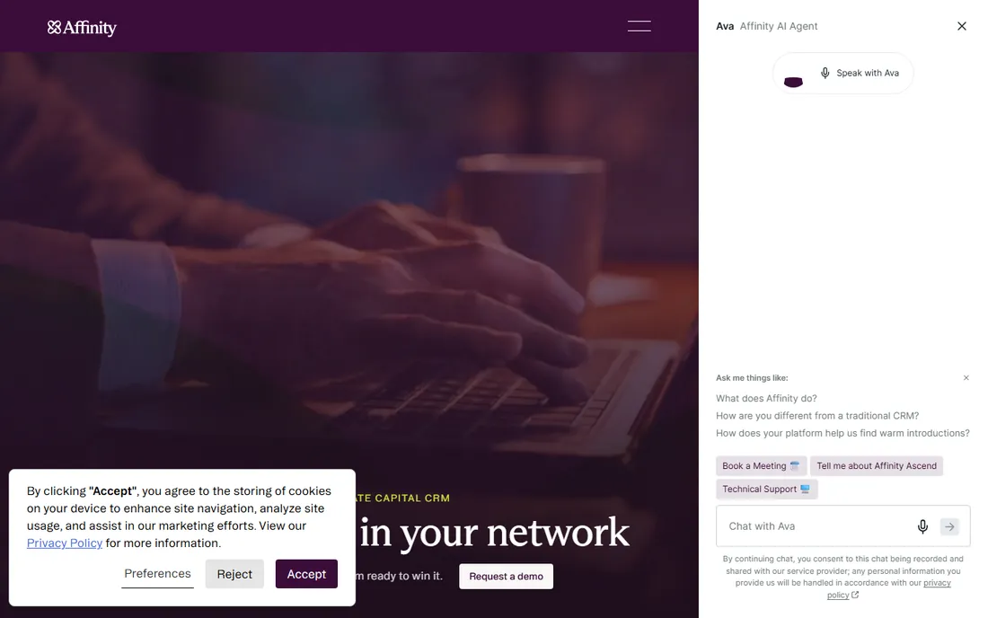 Affinity homepage