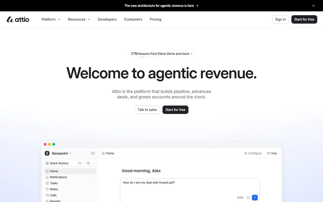 Attio homepage