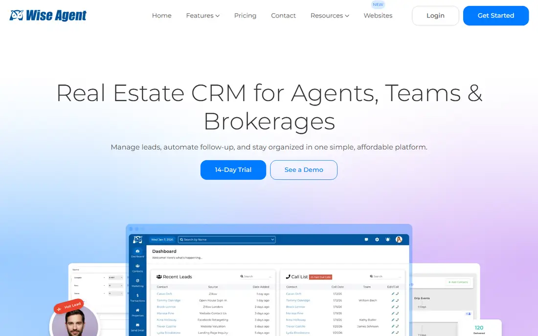 Wise Agent homepage
