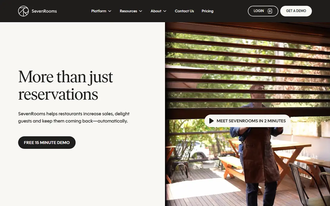 SevenRooms homepage