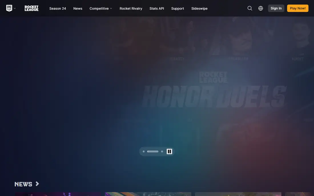 Rocket League homepage