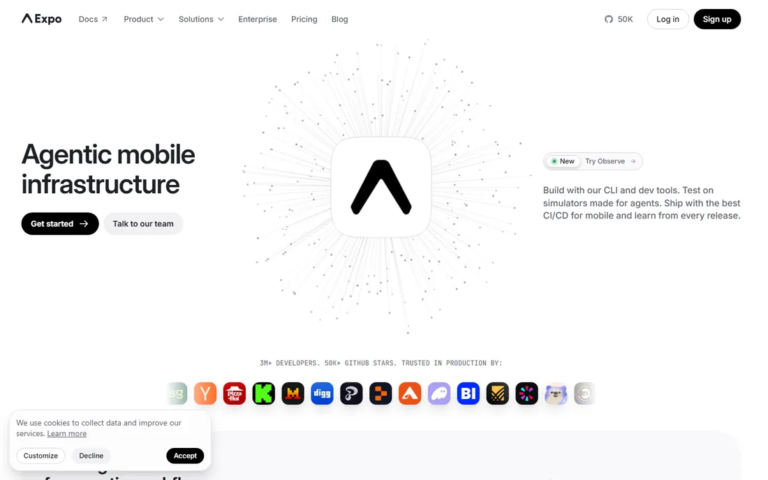 Expo homepage
