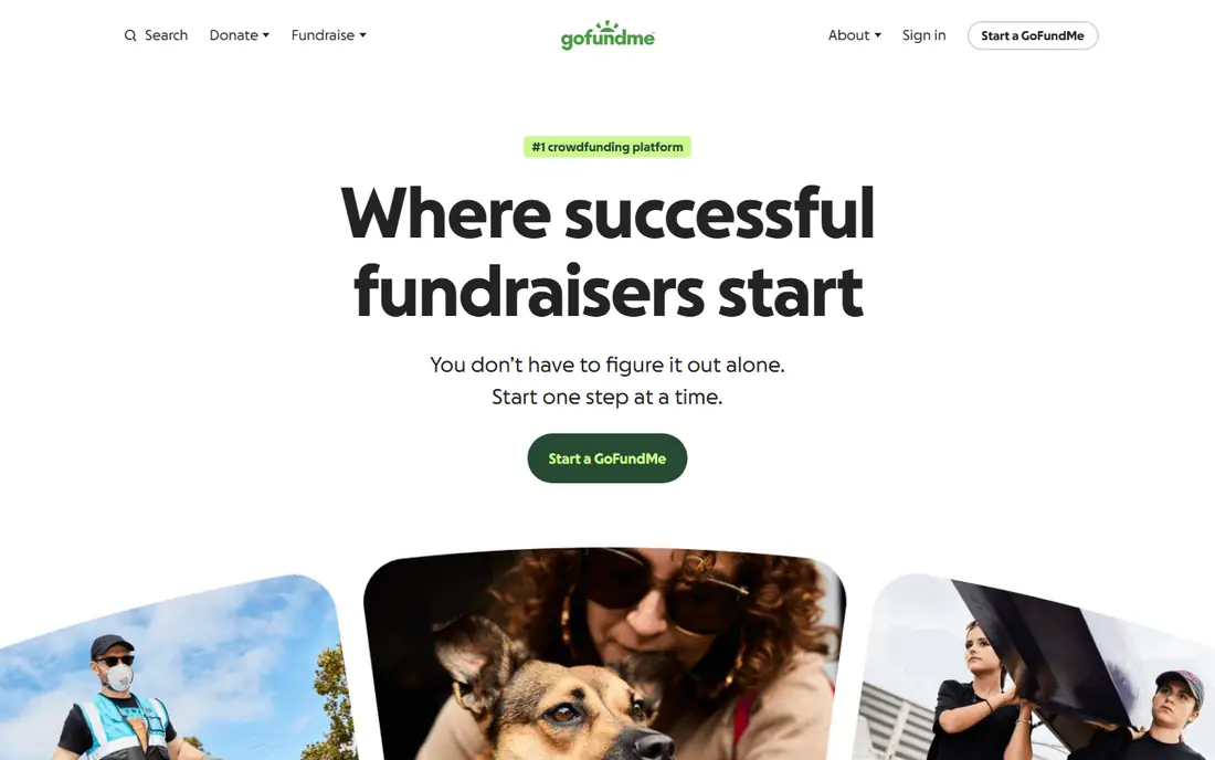 GoFundMe homepage