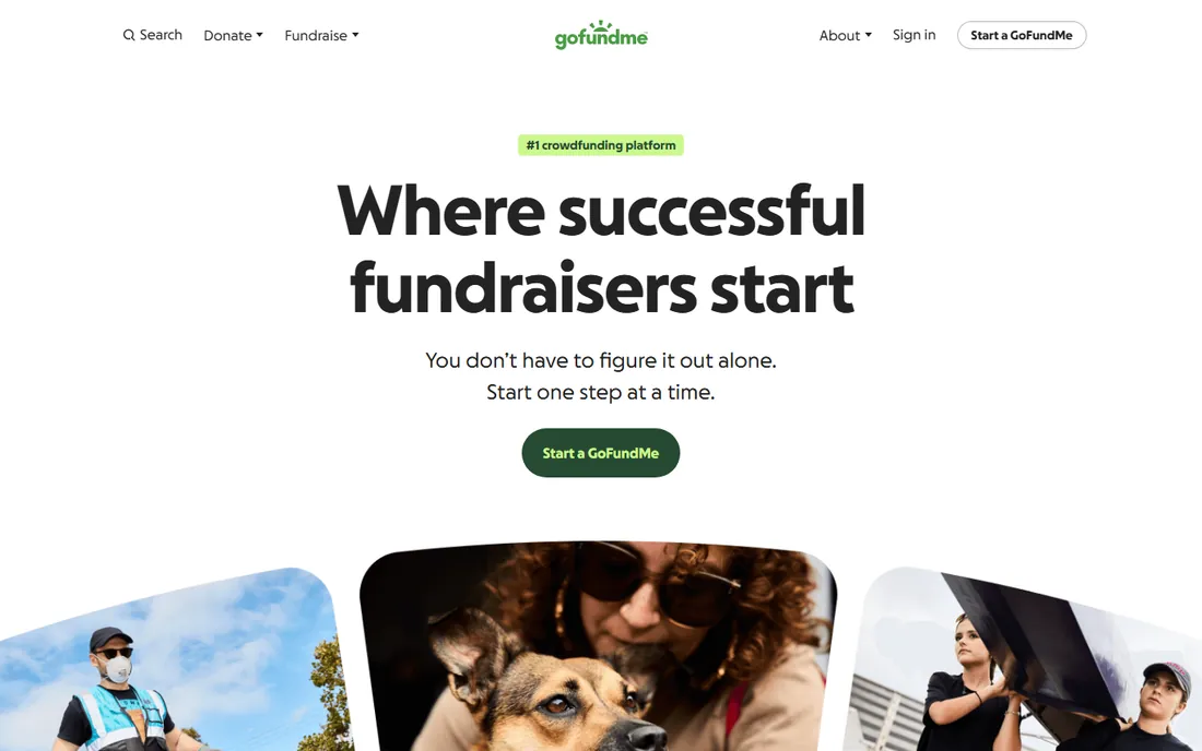 GoFundMe homepage