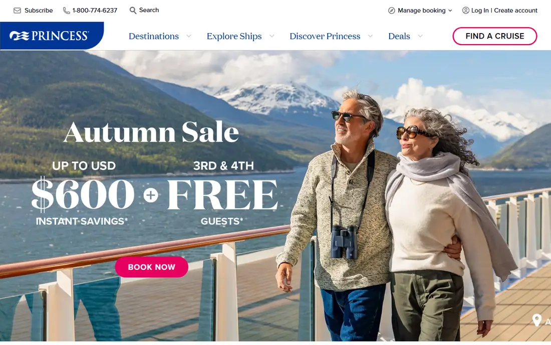 Princess Cruises homepage