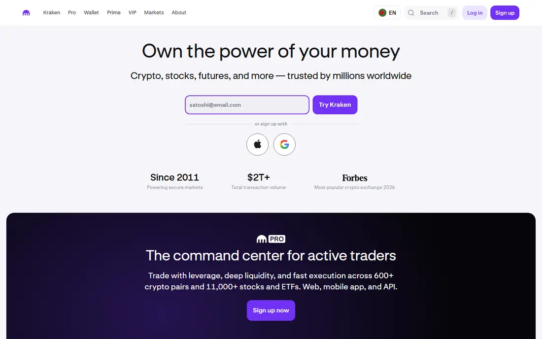 Kraken Derivatives homepage