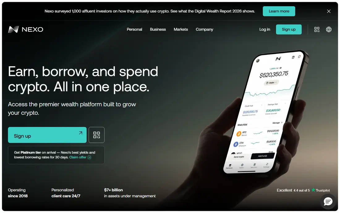 Nexo homepage