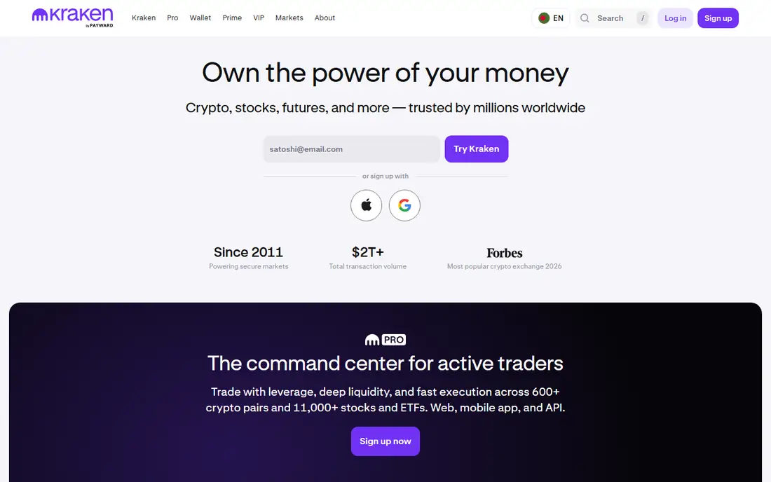 Kraken homepage