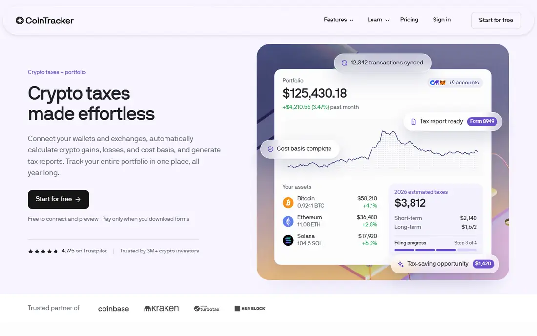 CoinTracker homepage
