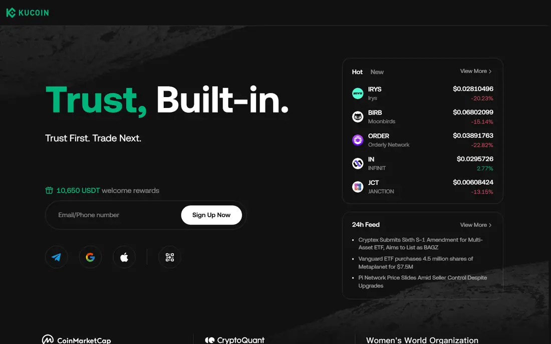KuCoin homepage