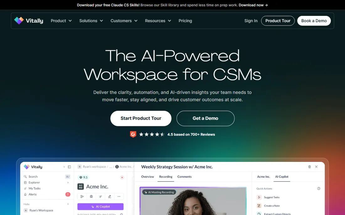 Vitally homepage
