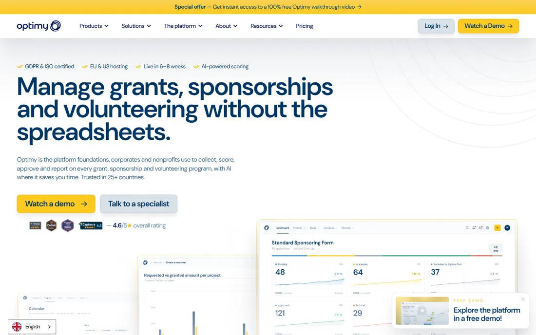 Optimy homepage