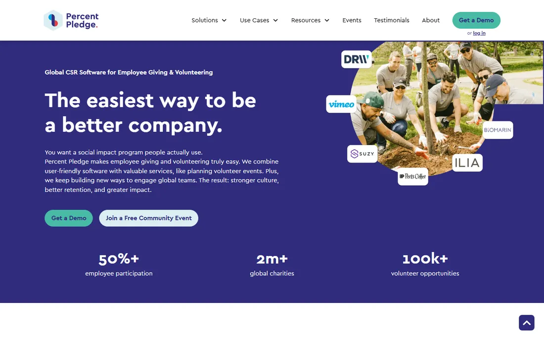 Percent Pledge homepage