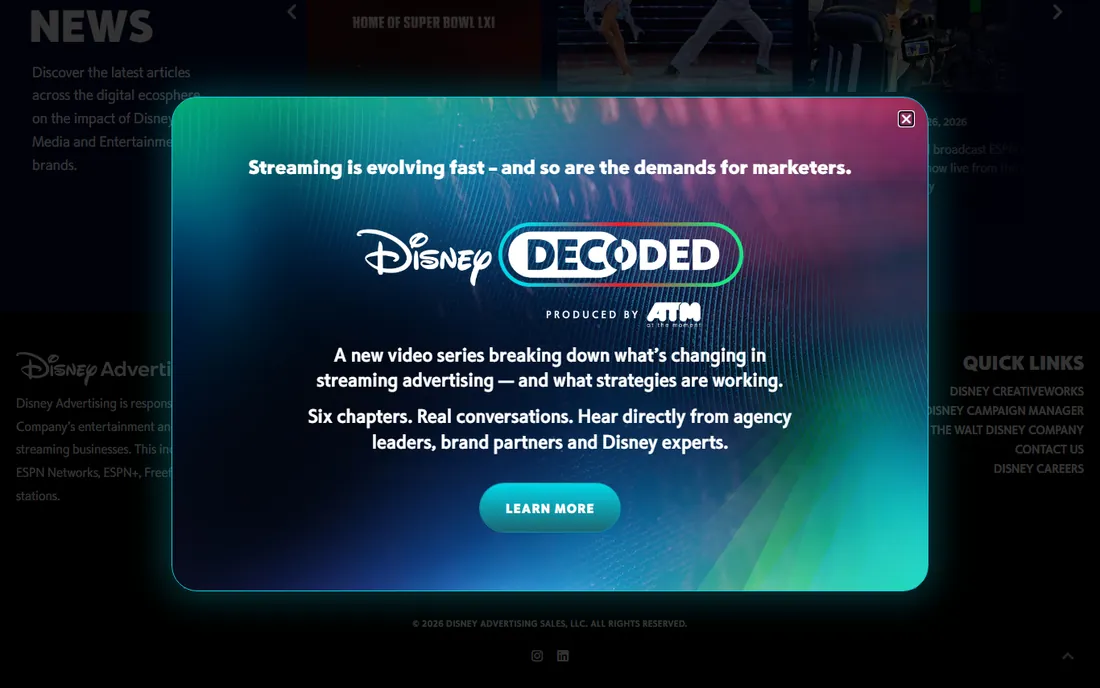 Disney Campaign Manager homepage