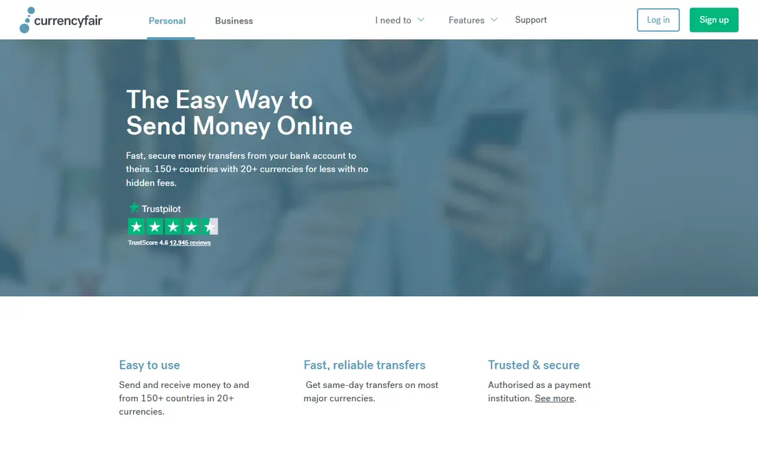 CurrencyFair homepage