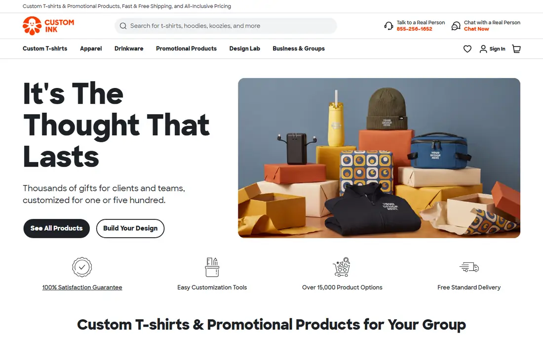 Custom Ink homepage