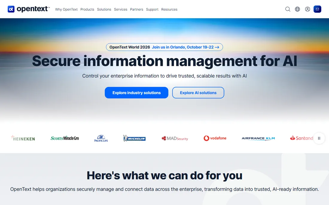 OpenText Exstream homepage