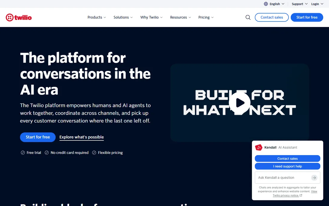 Twilio homepage