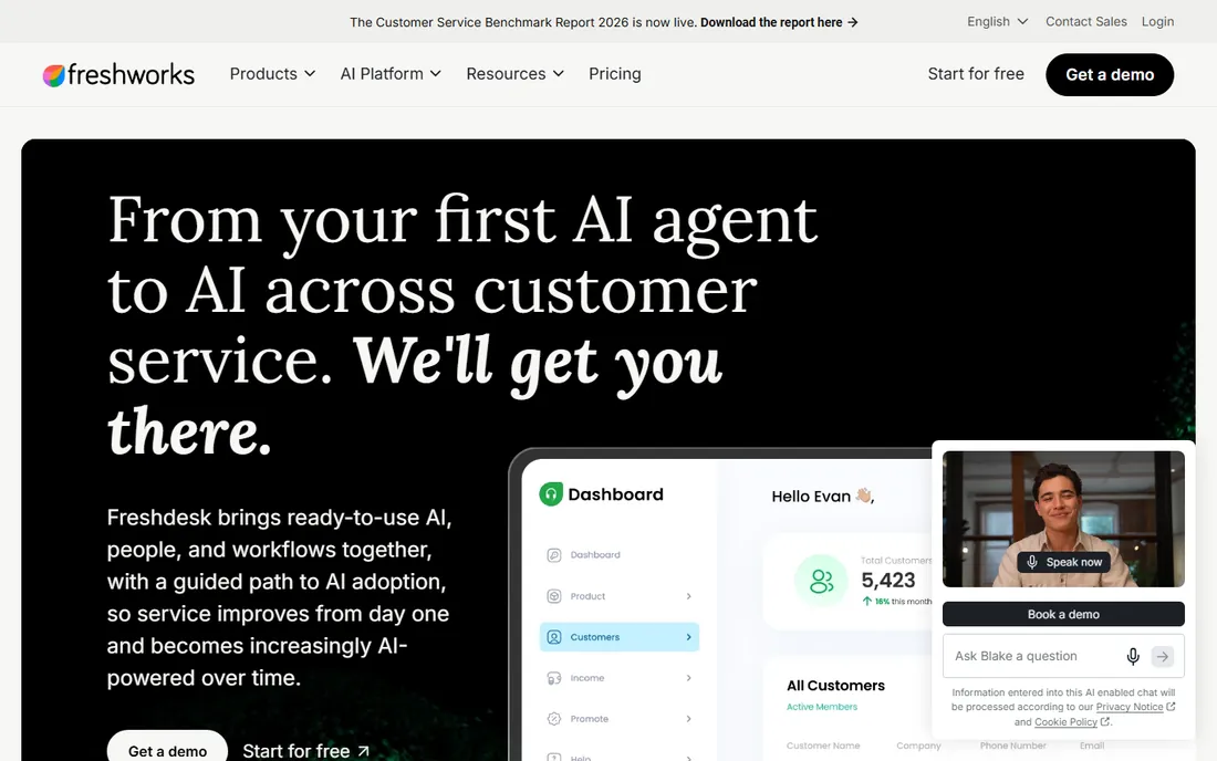 Freshdesk homepage