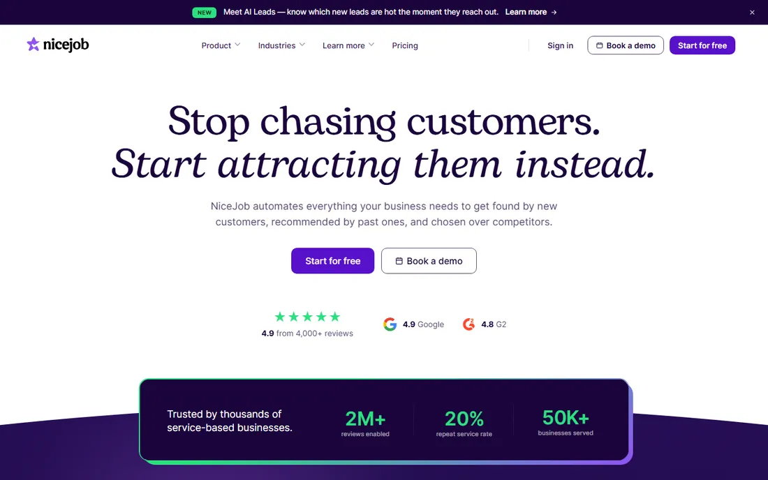 NiceJob homepage
