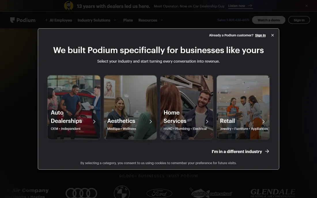 Podium homepage