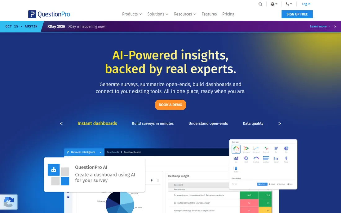 QuestionPro homepage