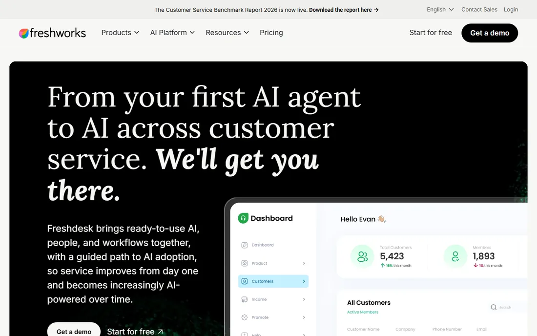 Freshdesk homepage