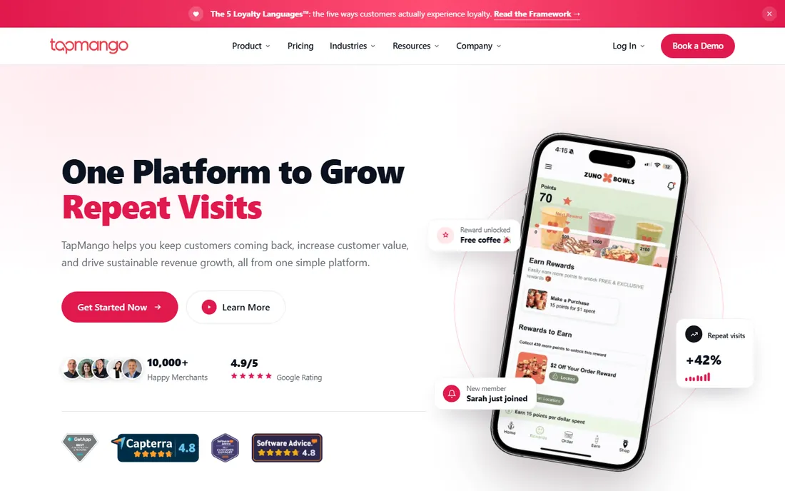 TapMango homepage