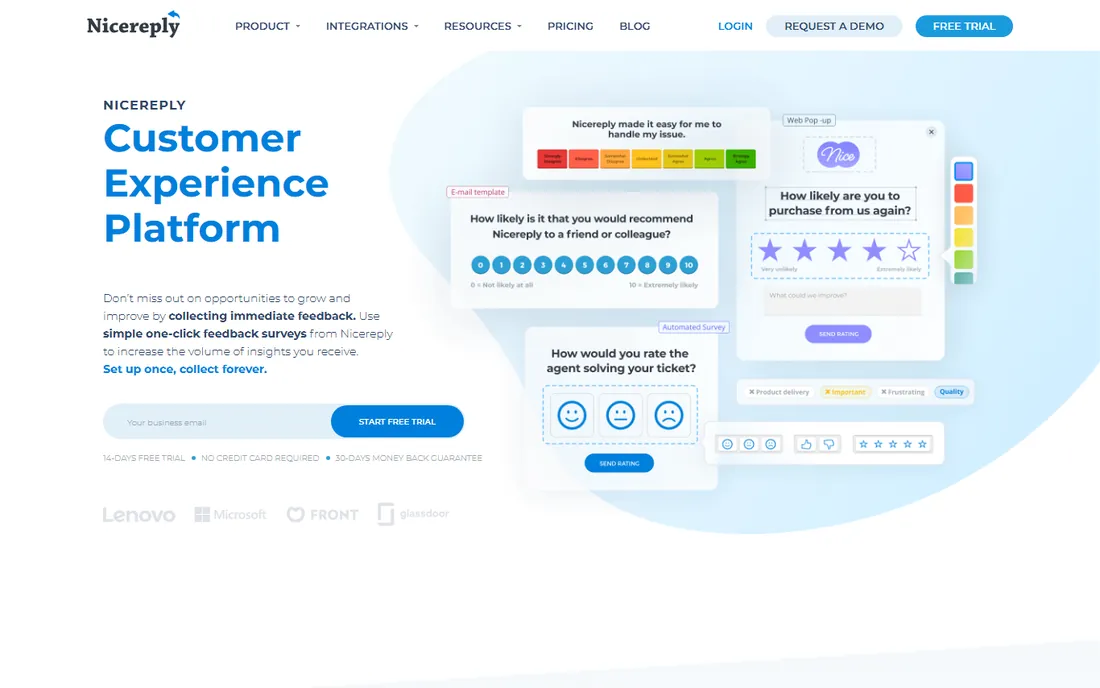 Nicereply homepage
