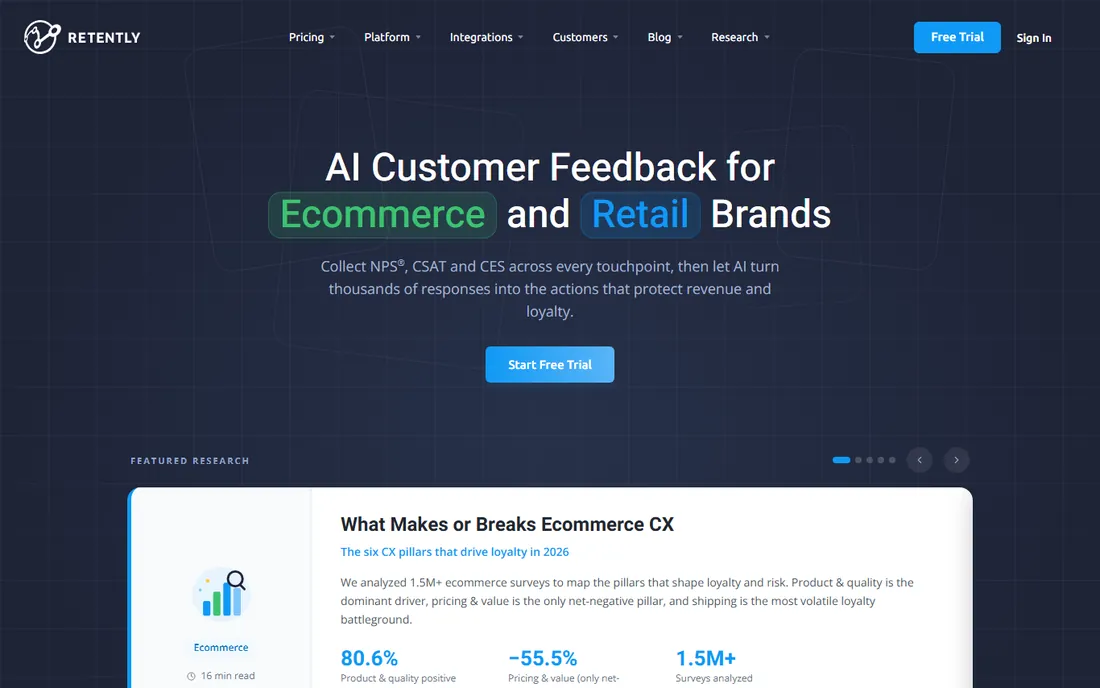 Retently homepage