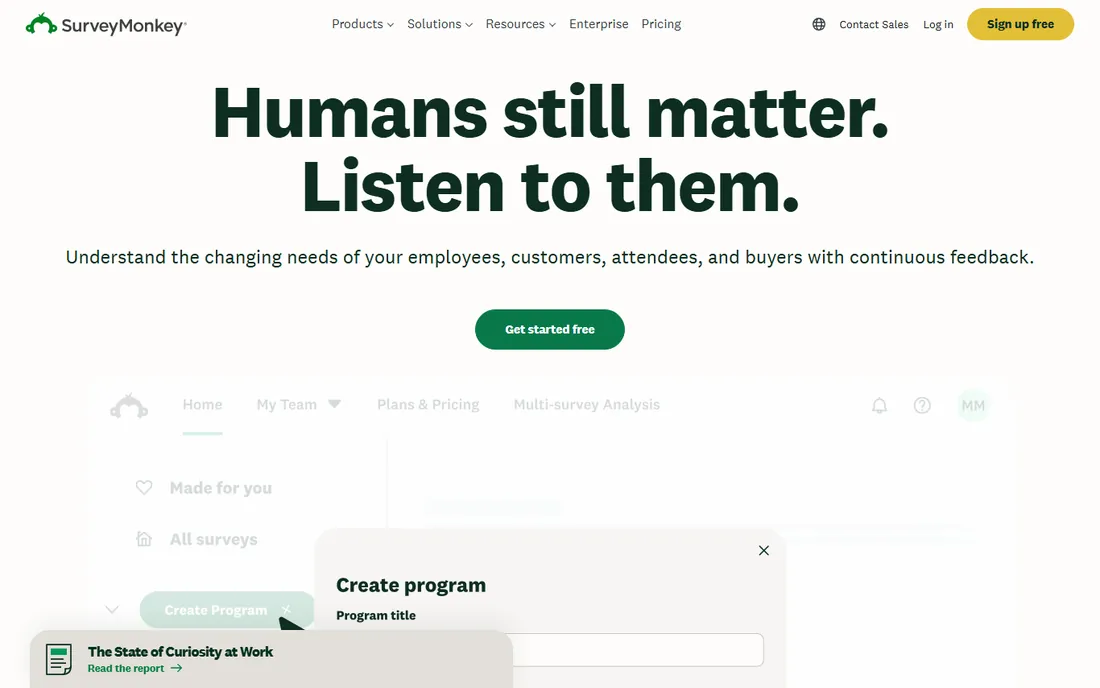 SurveyMonkey homepage