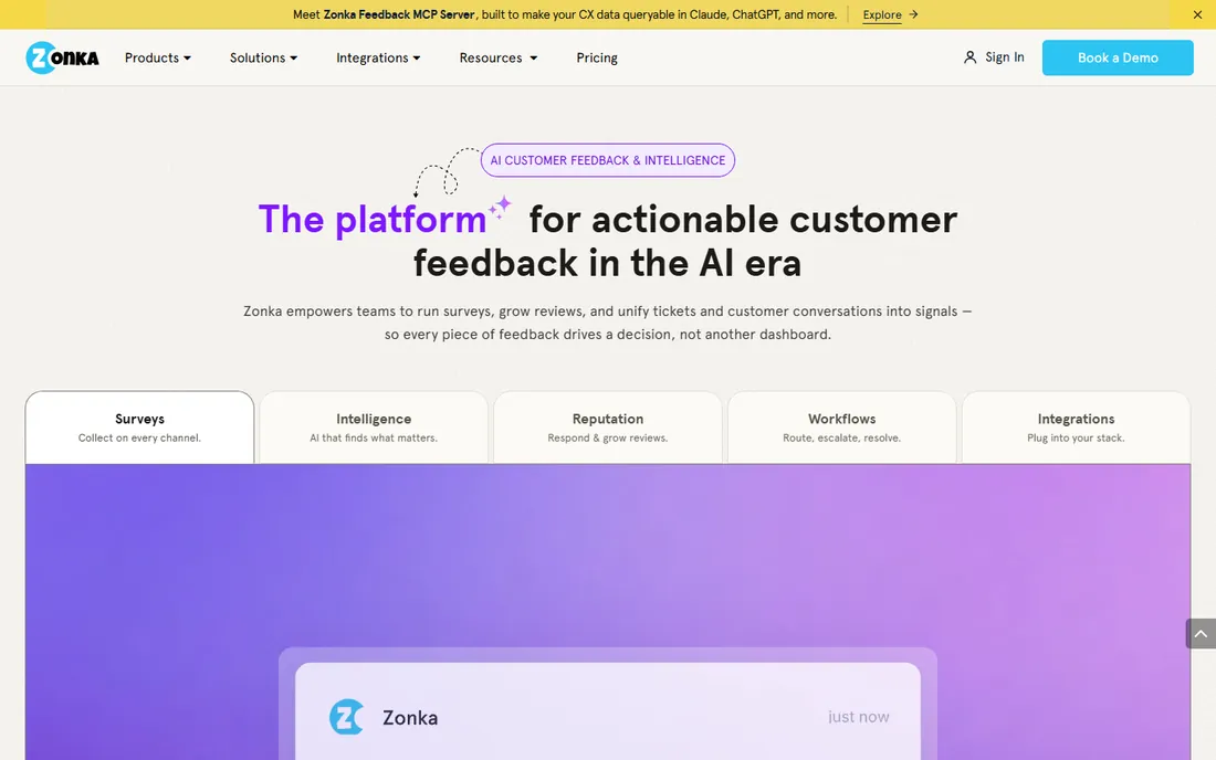 Zonka Feedback homepage