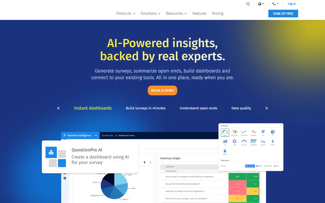 QuestionPro homepage
