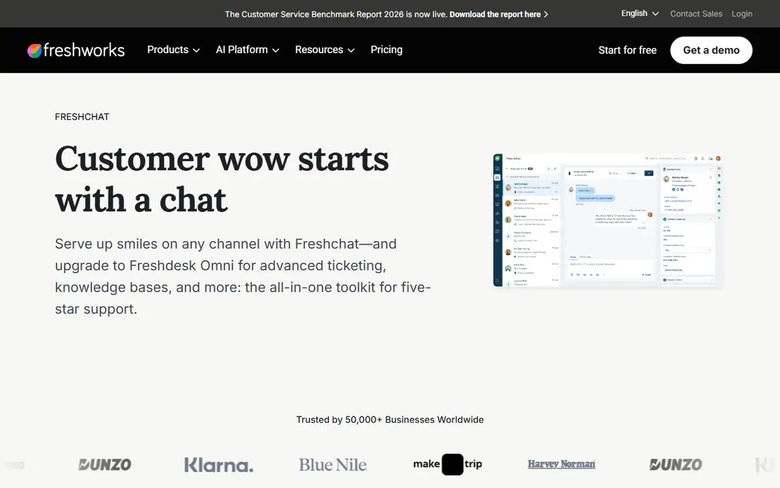 Freshchat homepage