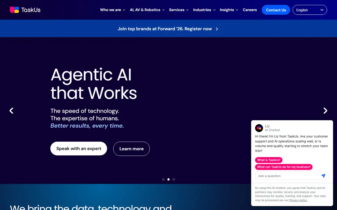 TaskUs homepage