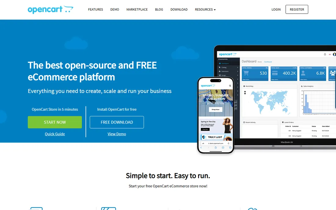 OpenCart homepage