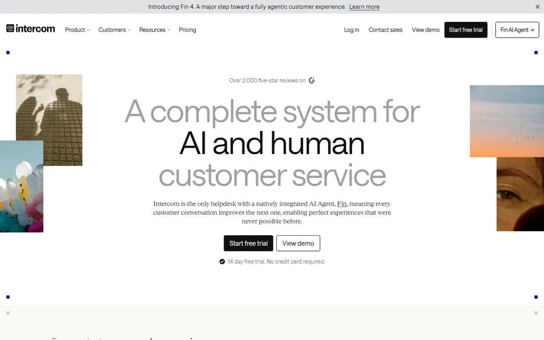 Intercom homepage