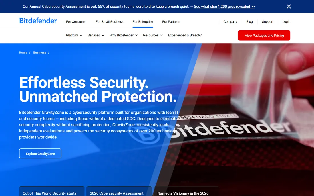 Bitdefender GravityZone homepage