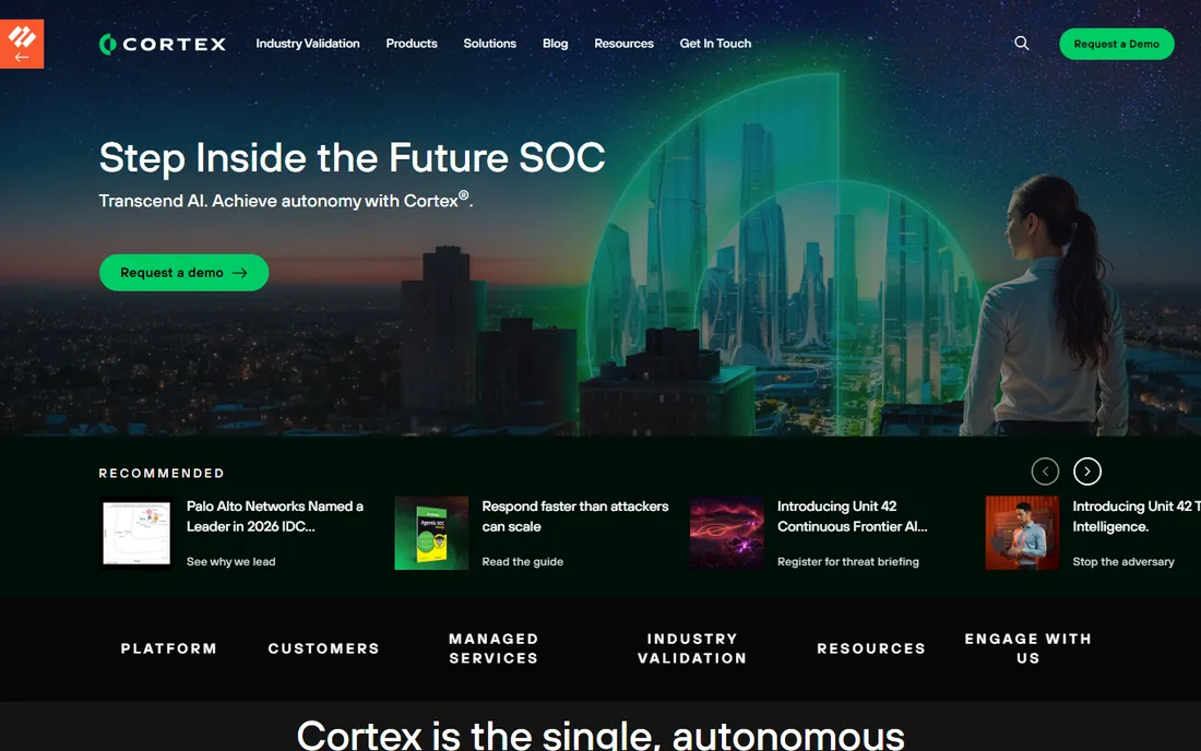 Palo Alto Cortex homepage