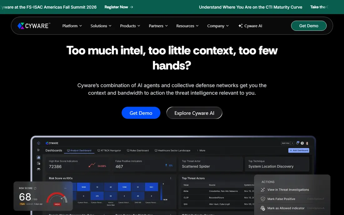 Cyware homepage