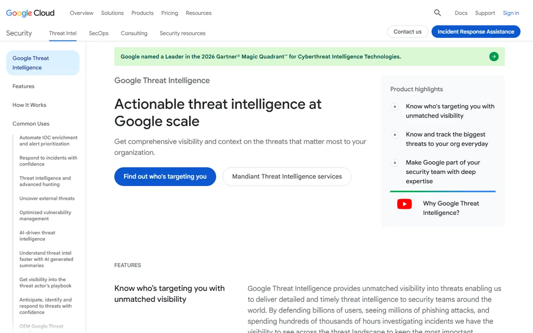 Google Threat Intelligence homepage