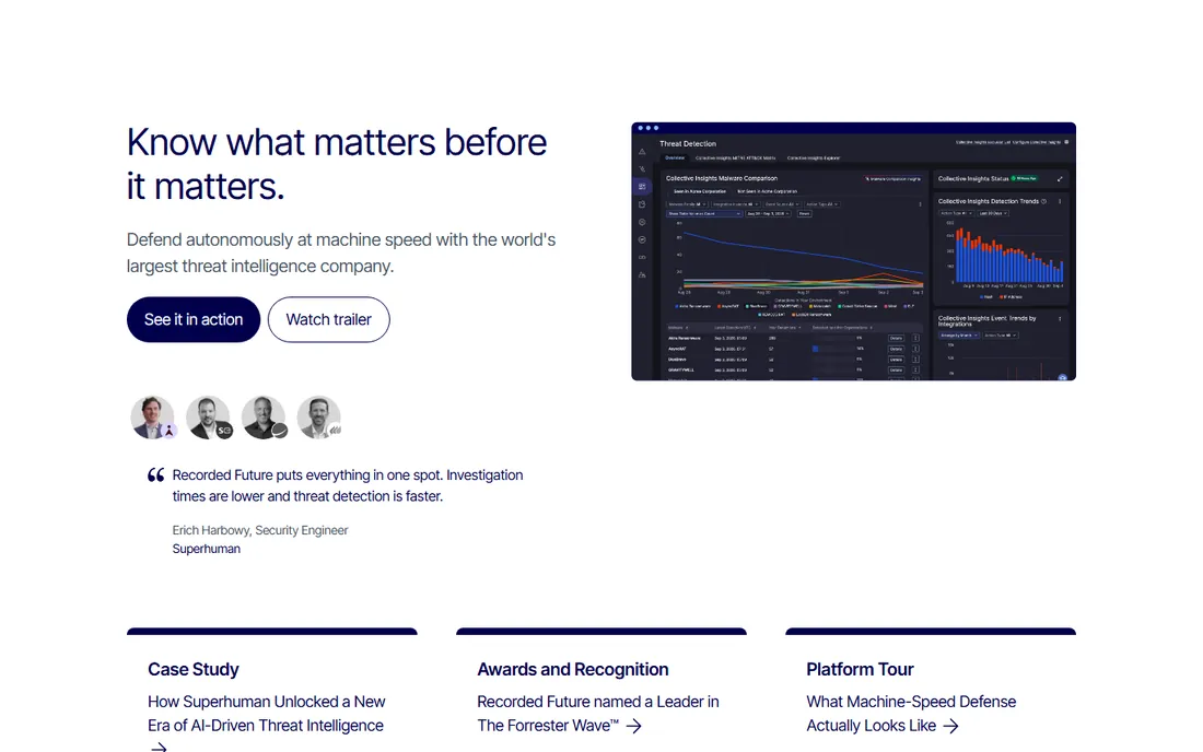 Recorded Future homepage