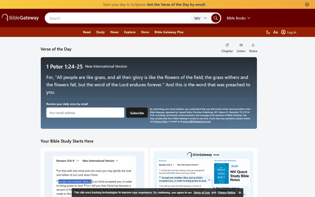 Bible Gateway homepage