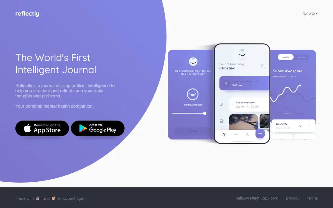 Reflectly homepage