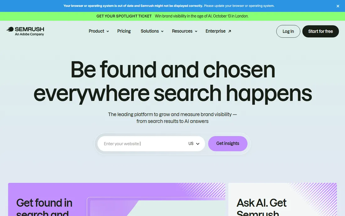 Semrush homepage
