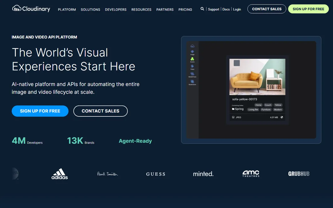 Cloudinary homepage
