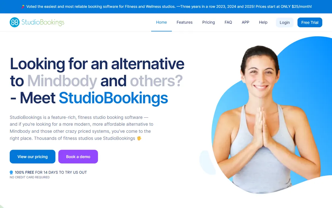 StudioBookings homepage