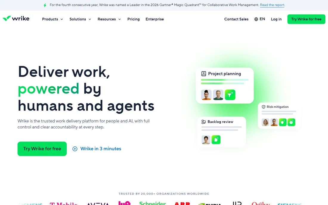 Wrike homepage